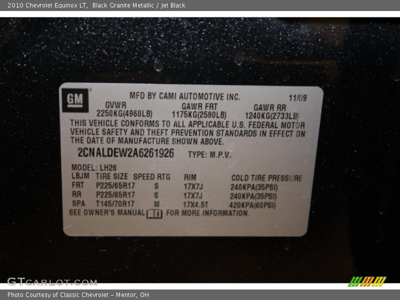 Black Granite Metallic / Jet Black 2010 Chevrolet Equinox LT
