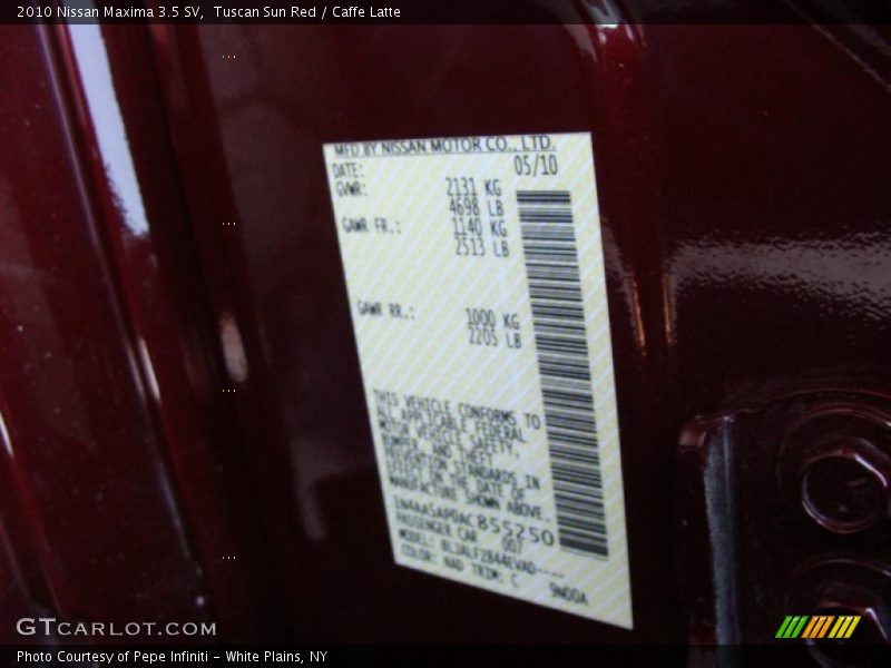 Tuscan Sun Red / Caffe Latte 2010 Nissan Maxima 3.5 SV