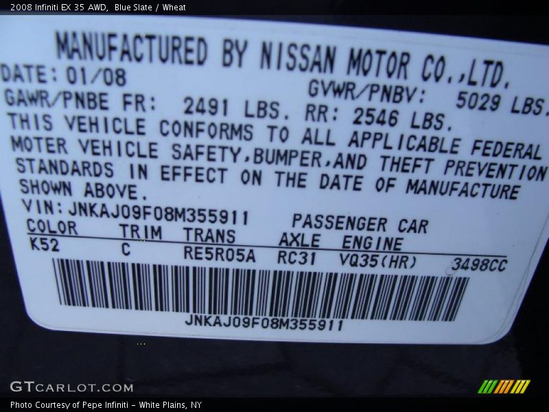 Blue Slate / Wheat 2008 Infiniti EX 35 AWD