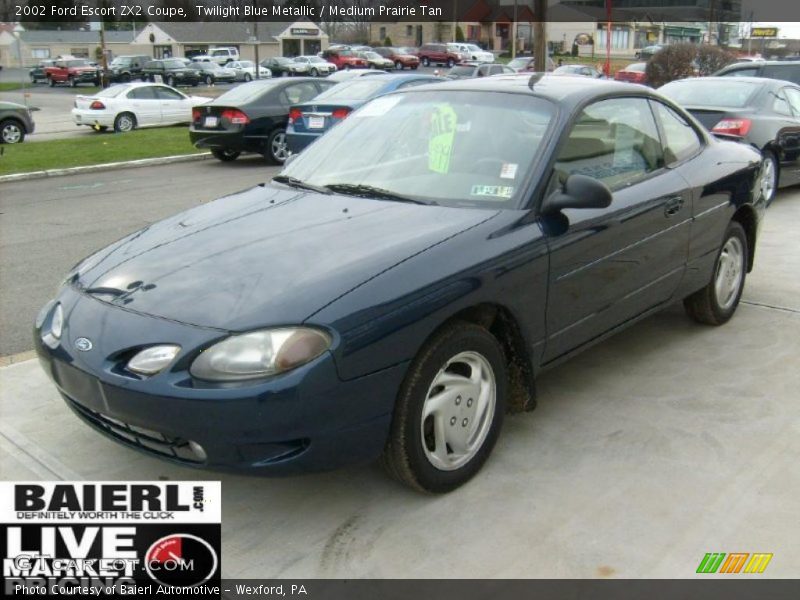 Twilight Blue Metallic / Medium Prairie Tan 2002 Ford Escort ZX2 Coupe