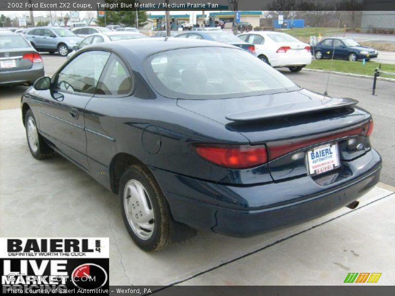 Twilight Blue Metallic / Medium Prairie Tan 2002 Ford Escort ZX2 Coupe