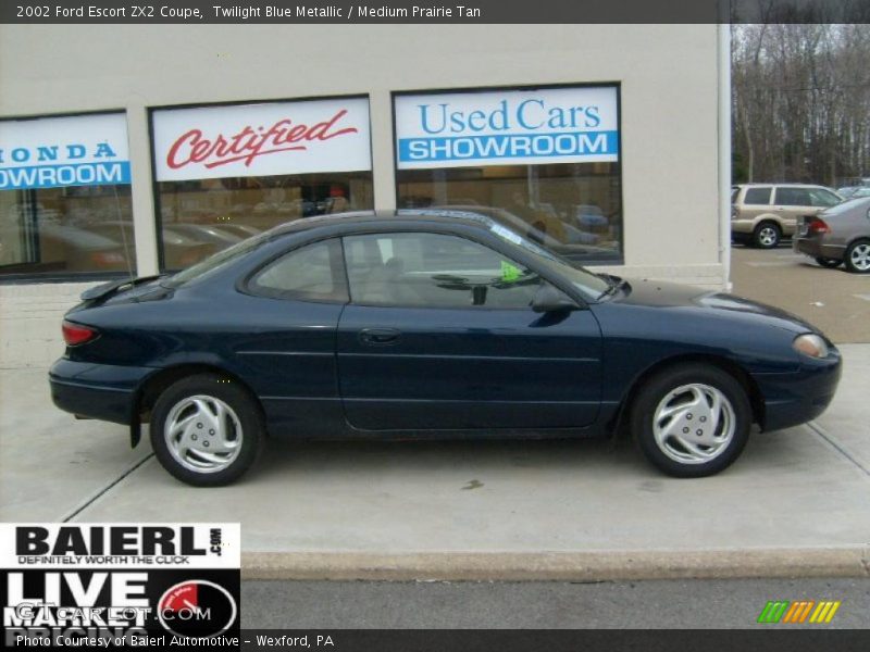 Twilight Blue Metallic / Medium Prairie Tan 2002 Ford Escort ZX2 Coupe