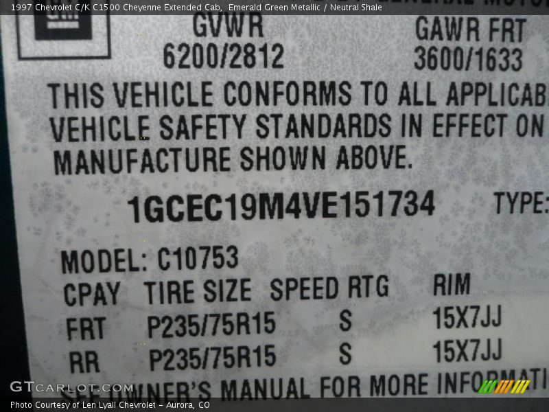Emerald Green Metallic / Neutral Shale 1997 Chevrolet C/K C1500 Cheyenne Extended Cab
