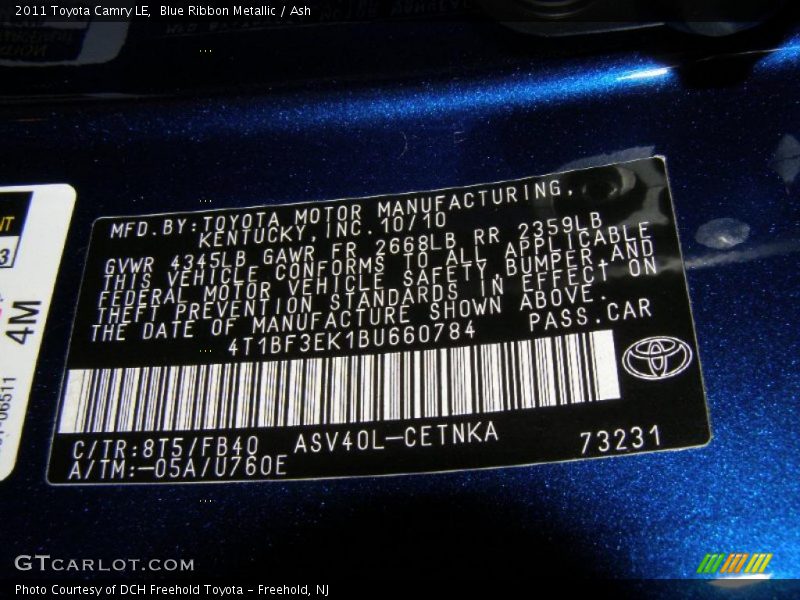 Blue Ribbon Metallic / Ash 2011 Toyota Camry LE