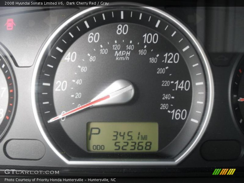 Dark Cherry Red / Gray 2008 Hyundai Sonata Limited V6