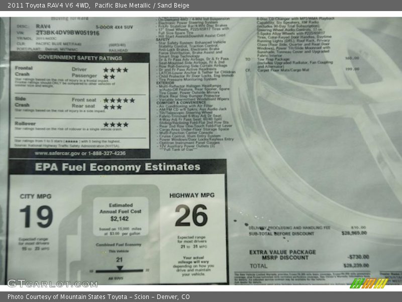 Pacific Blue Metallic / Sand Beige 2011 Toyota RAV4 V6 4WD