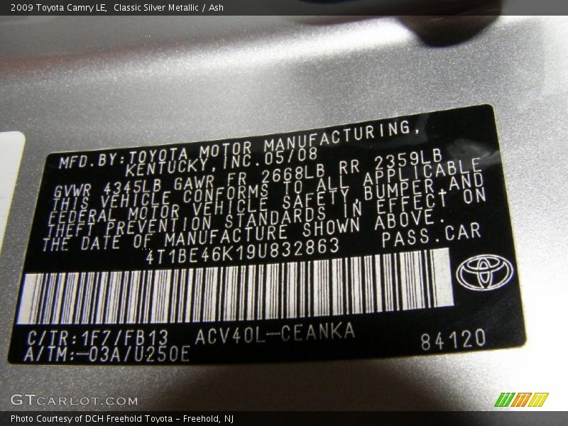 Classic Silver Metallic / Ash 2009 Toyota Camry LE