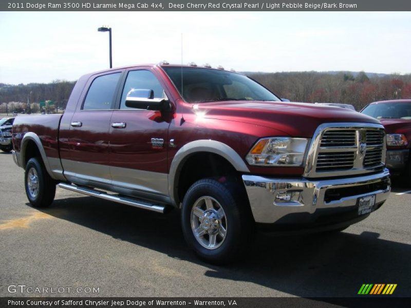 Deep Cherry Red Crystal Pearl / Light Pebble Beige/Bark Brown 2011 Dodge Ram 3500 HD Laramie Mega Cab 4x4