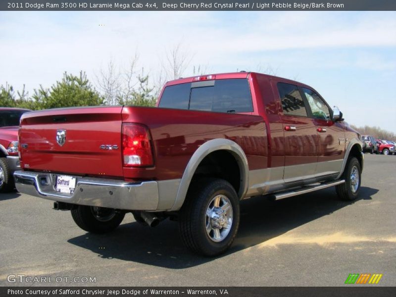Deep Cherry Red Crystal Pearl / Light Pebble Beige/Bark Brown 2011 Dodge Ram 3500 HD Laramie Mega Cab 4x4