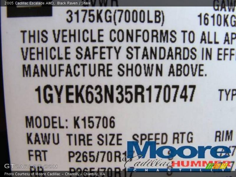 Black Raven / Shale 2005 Cadillac Escalade AWD