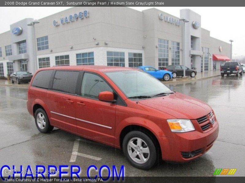 Sunburst Orange Pearl / Medium Slate Gray/Light Shale 2008 Dodge Grand Caravan SXT