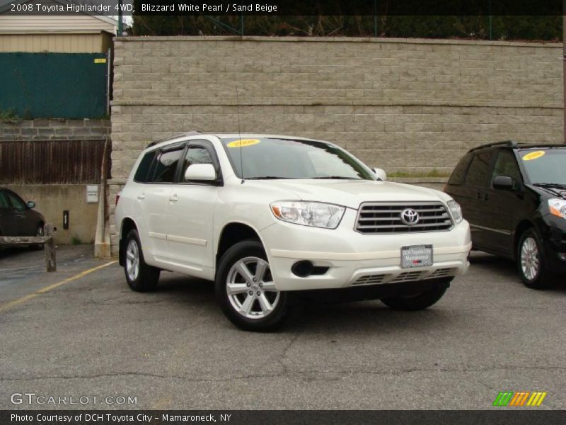 Blizzard White Pearl / Sand Beige 2008 Toyota Highlander 4WD