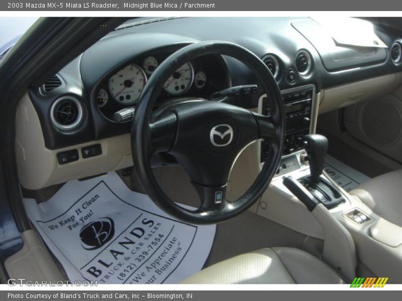 Midnight Blue Mica / Parchment 2003 Mazda MX-5 Miata LS Roadster