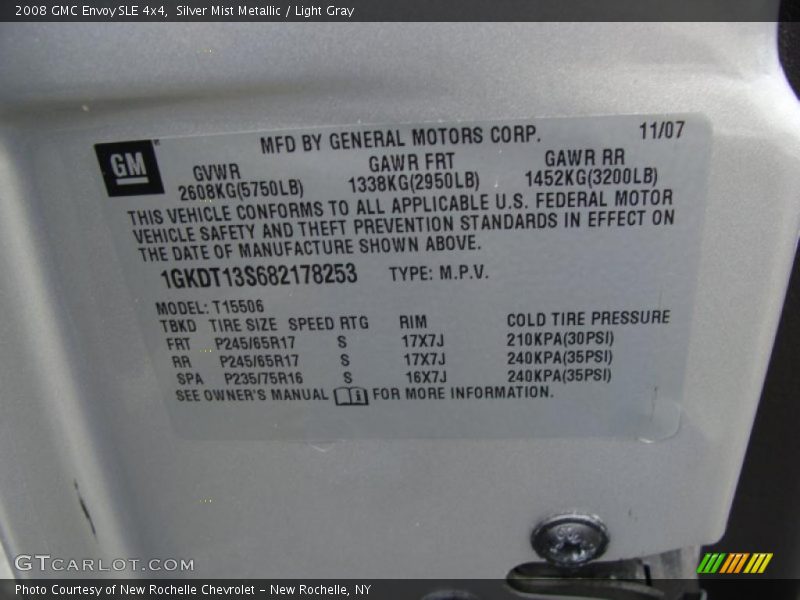 Silver Mist Metallic / Light Gray 2008 GMC Envoy SLE 4x4