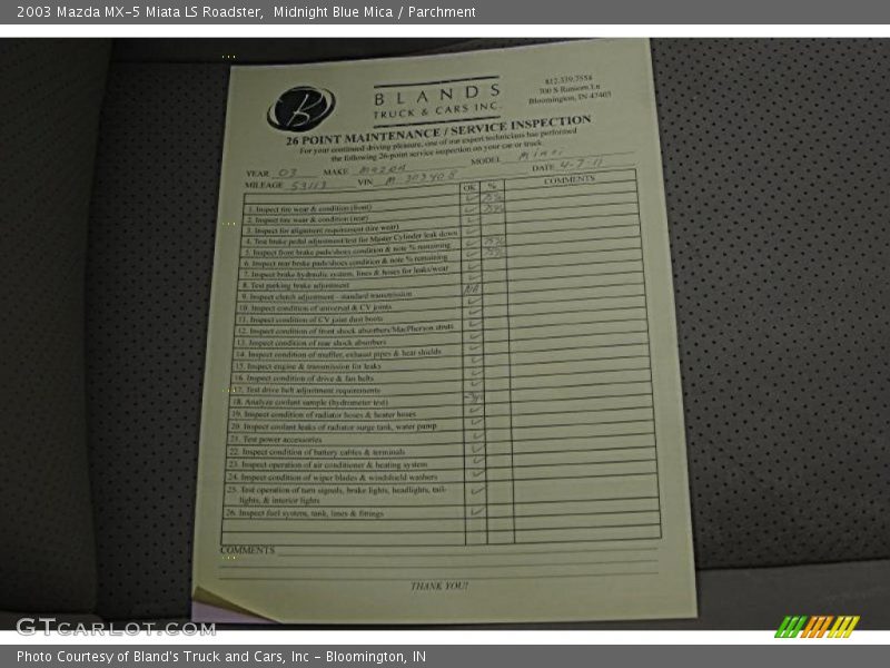 Midnight Blue Mica / Parchment 2003 Mazda MX-5 Miata LS Roadster