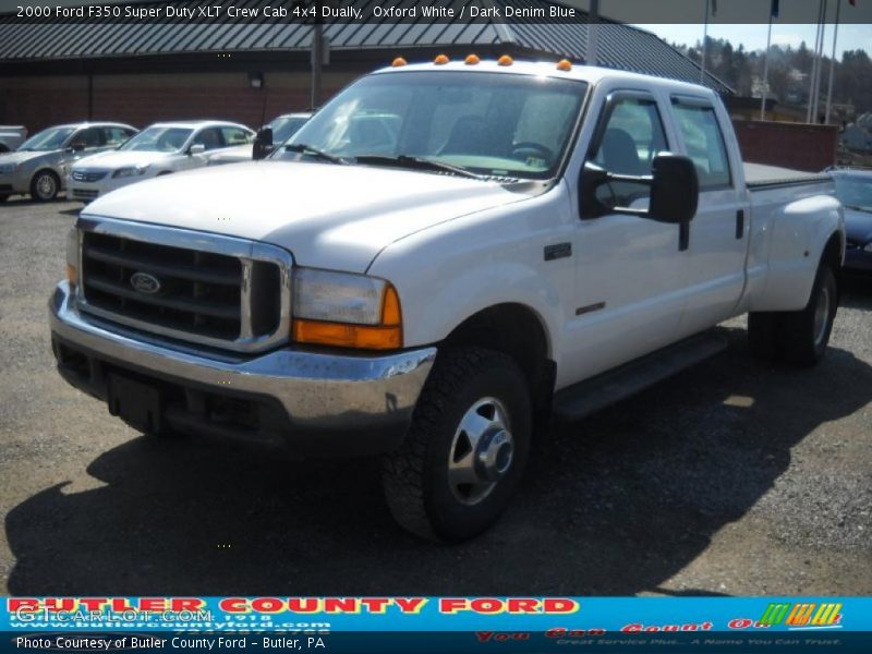 Oxford White / Dark Denim Blue 2000 Ford F350 Super Duty XLT Crew Cab 4x4 Dually