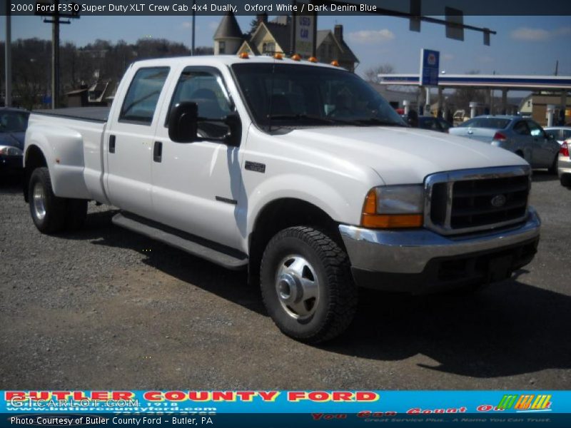 Oxford White / Dark Denim Blue 2000 Ford F350 Super Duty XLT Crew Cab 4x4 Dually