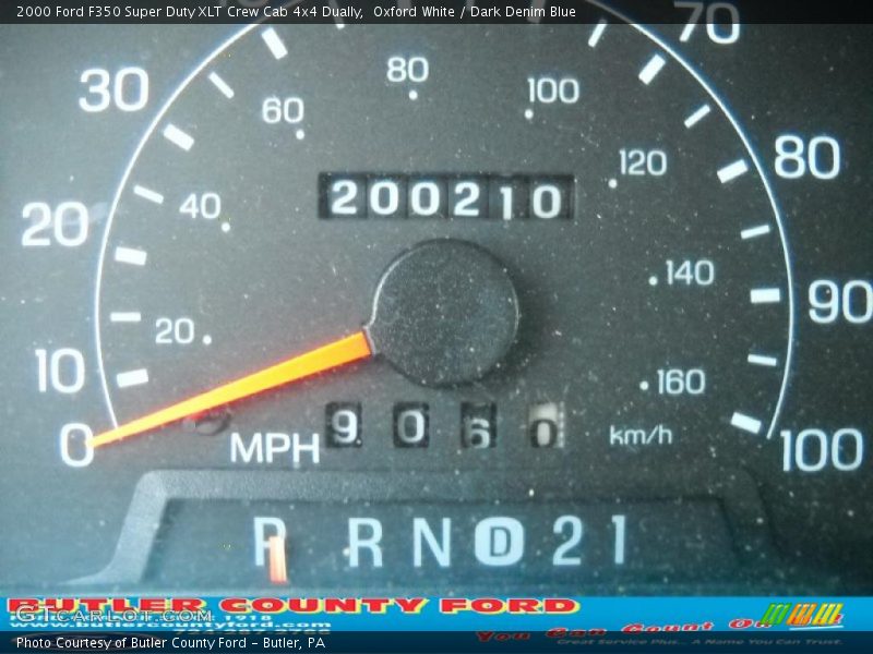 Oxford White / Dark Denim Blue 2000 Ford F350 Super Duty XLT Crew Cab 4x4 Dually