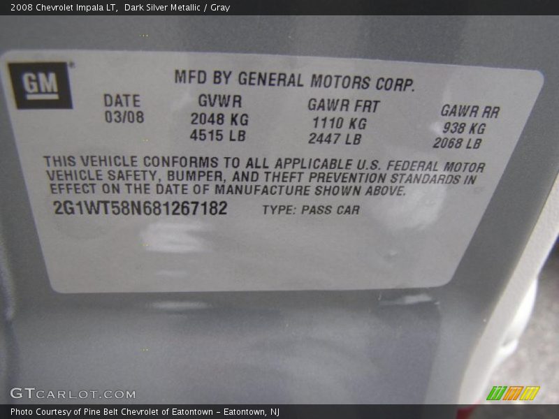 Dark Silver Metallic / Gray 2008 Chevrolet Impala LT