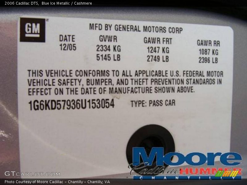 Blue Ice Metallic / Cashmere 2006 Cadillac DTS