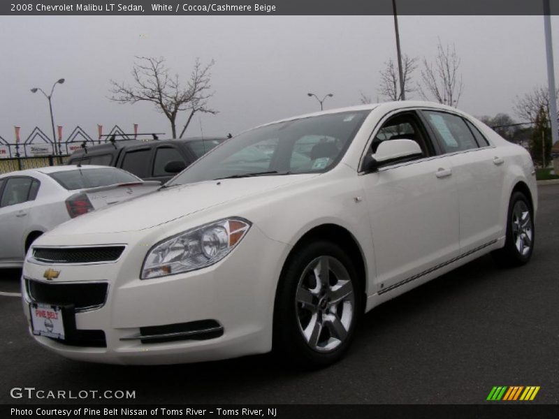 White / Cocoa/Cashmere Beige 2008 Chevrolet Malibu LT Sedan
