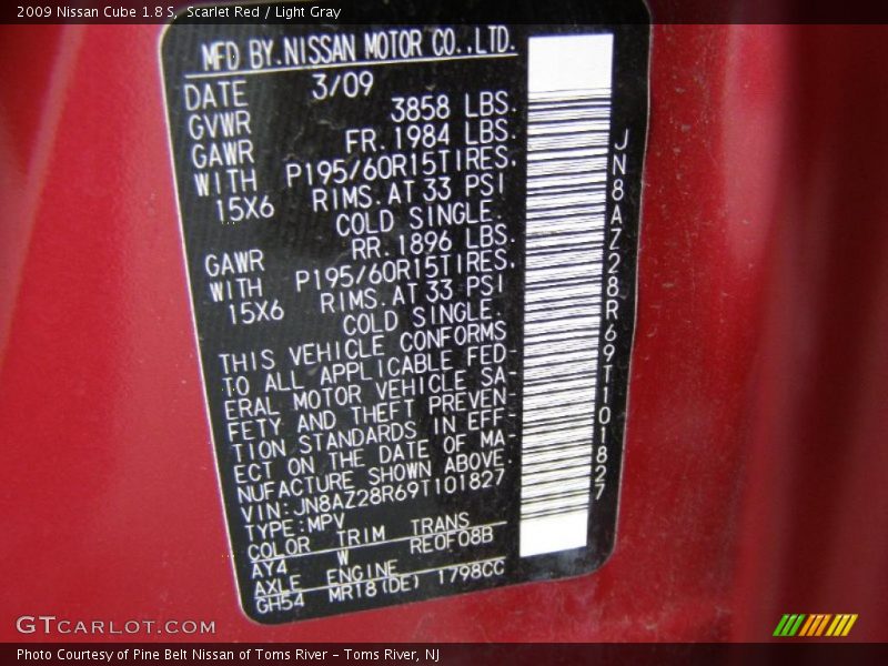 Scarlet Red / Light Gray 2009 Nissan Cube 1.8 S