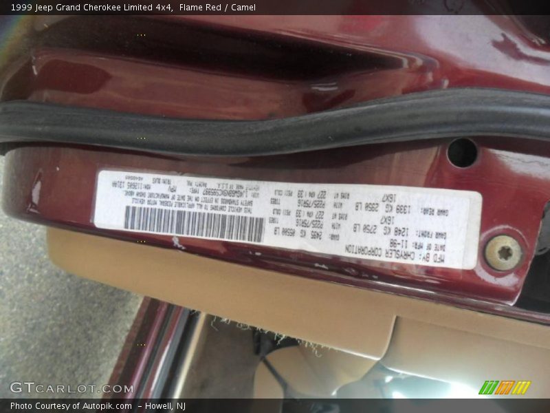 Flame Red / Camel 1999 Jeep Grand Cherokee Limited 4x4