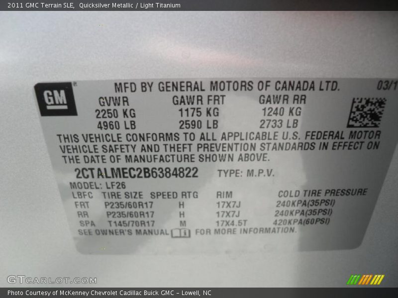 Quicksilver Metallic / Light Titanium 2011 GMC Terrain SLE
