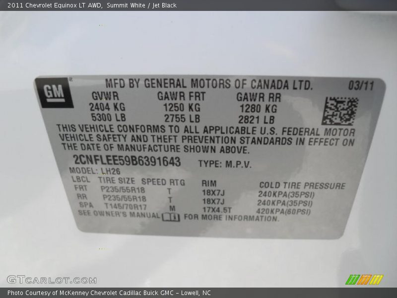 Summit White / Jet Black 2011 Chevrolet Equinox LT AWD