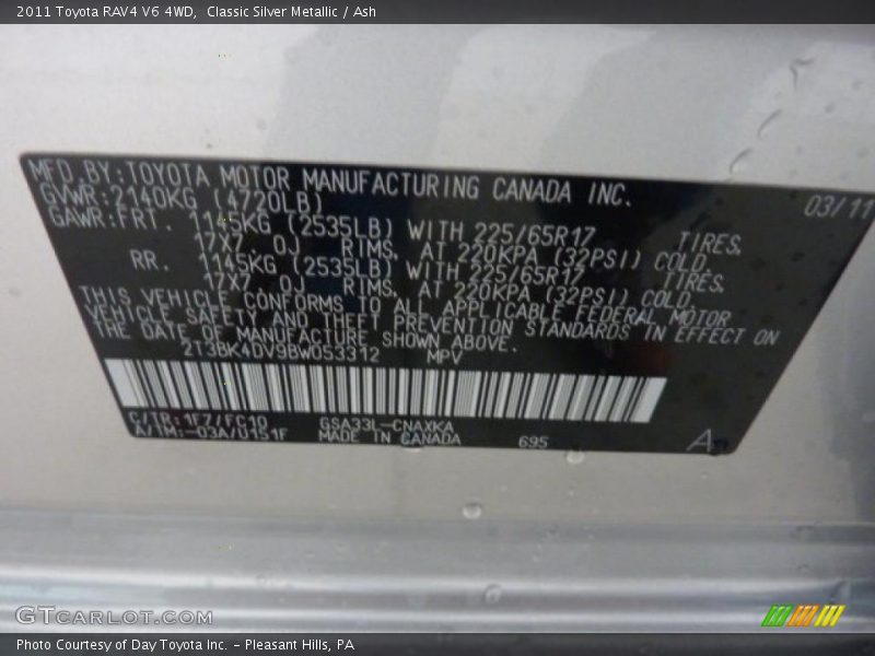 Classic Silver Metallic / Ash 2011 Toyota RAV4 V6 4WD
