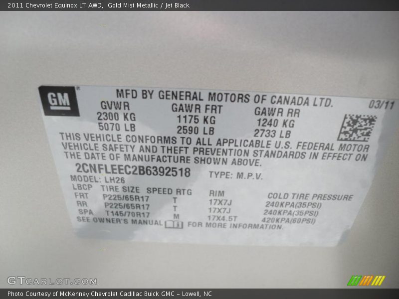 Gold Mist Metallic / Jet Black 2011 Chevrolet Equinox LT AWD