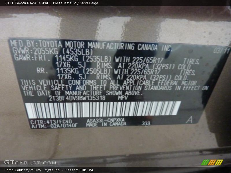 Pyrite Metallic / Sand Beige 2011 Toyota RAV4 I4 4WD