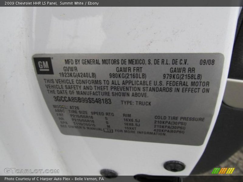 Summit White / Ebony 2009 Chevrolet HHR LS Panel