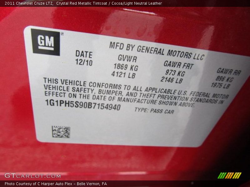 Crystal Red Metallic Tintcoat / Cocoa/Light Neutral Leather 2011 Chevrolet Cruze LTZ
