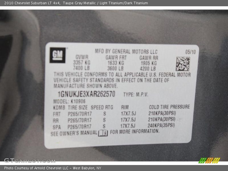 Taupe Gray Metallic / Light Titanium/Dark Titanium 2010 Chevrolet Suburban LT 4x4