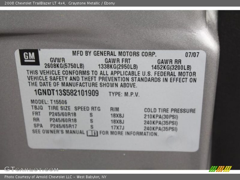 Graystone Metallic / Ebony 2008 Chevrolet TrailBlazer LT 4x4