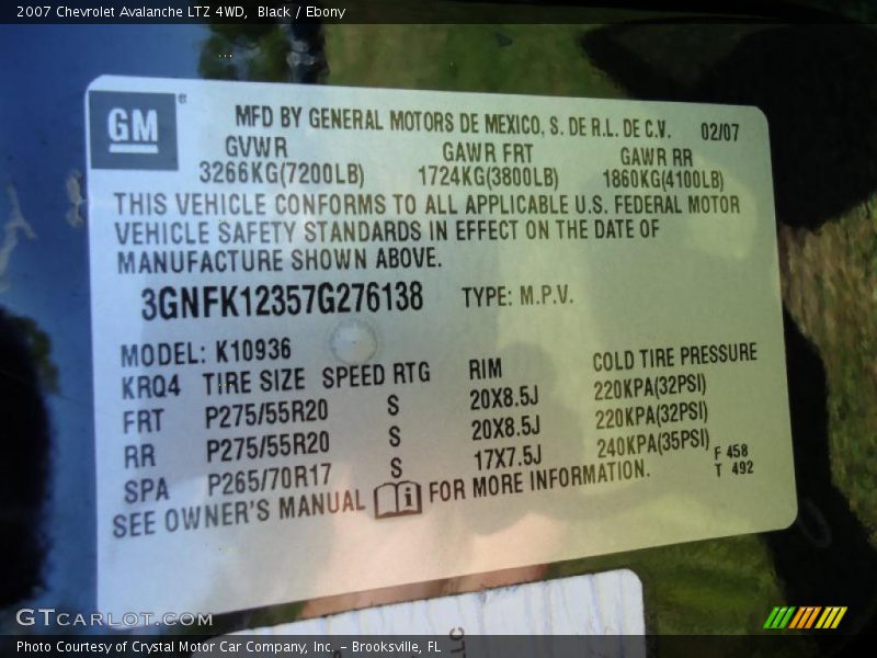 Black / Ebony 2007 Chevrolet Avalanche LTZ 4WD