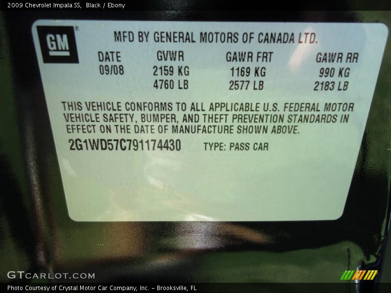 Black / Ebony 2009 Chevrolet Impala SS