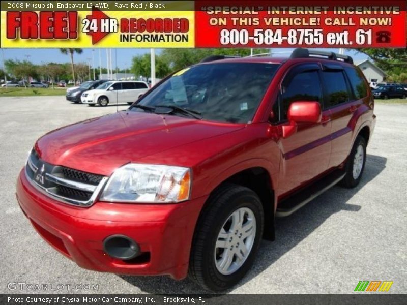Rave Red / Black 2008 Mitsubishi Endeavor LS AWD
