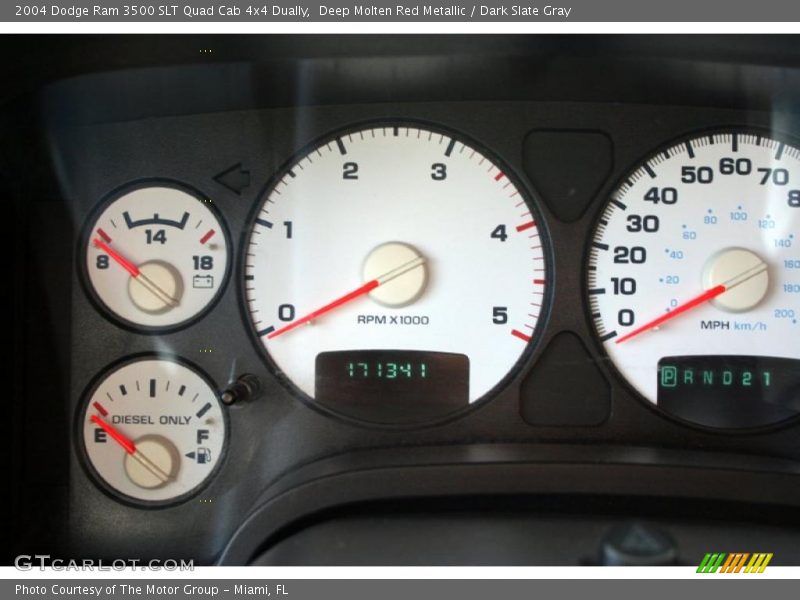Deep Molten Red Metallic / Dark Slate Gray 2004 Dodge Ram 3500 SLT Quad Cab 4x4 Dually