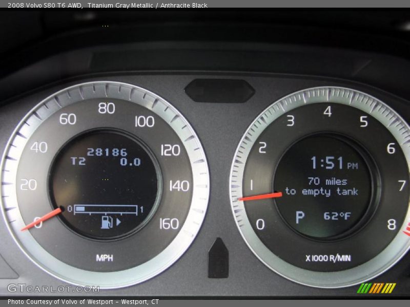 Titanium Gray Metallic / Anthracite Black 2008 Volvo S80 T6 AWD