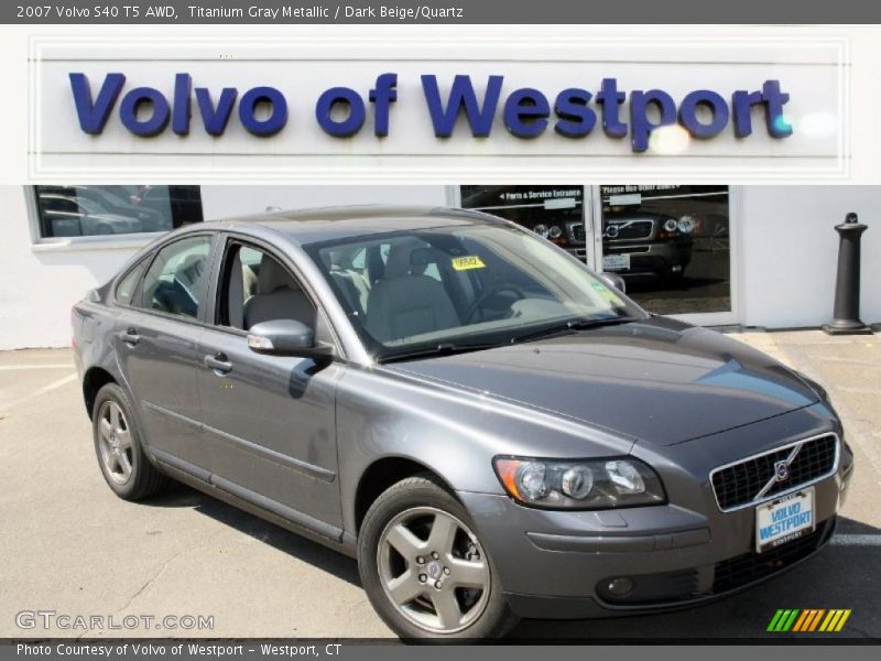 Titanium Gray Metallic / Dark Beige/Quartz 2007 Volvo S40 T5 AWD