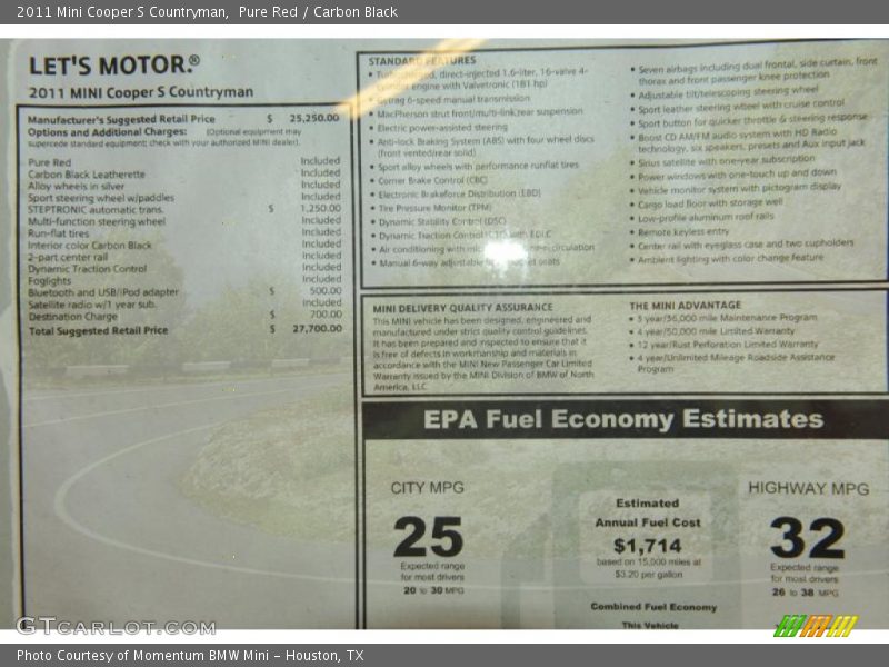 Pure Red / Carbon Black 2011 Mini Cooper S Countryman