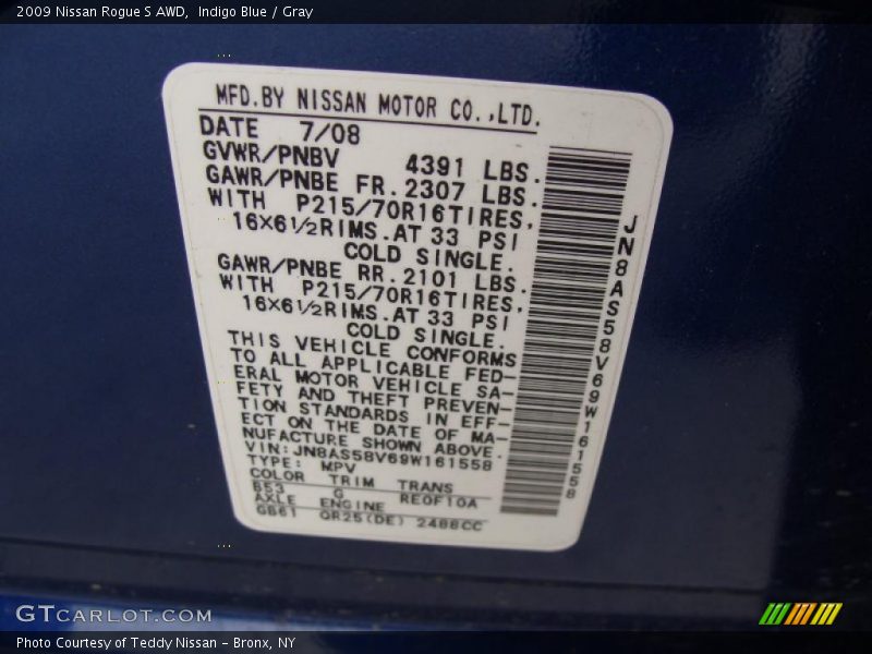 Indigo Blue / Gray 2009 Nissan Rogue S AWD