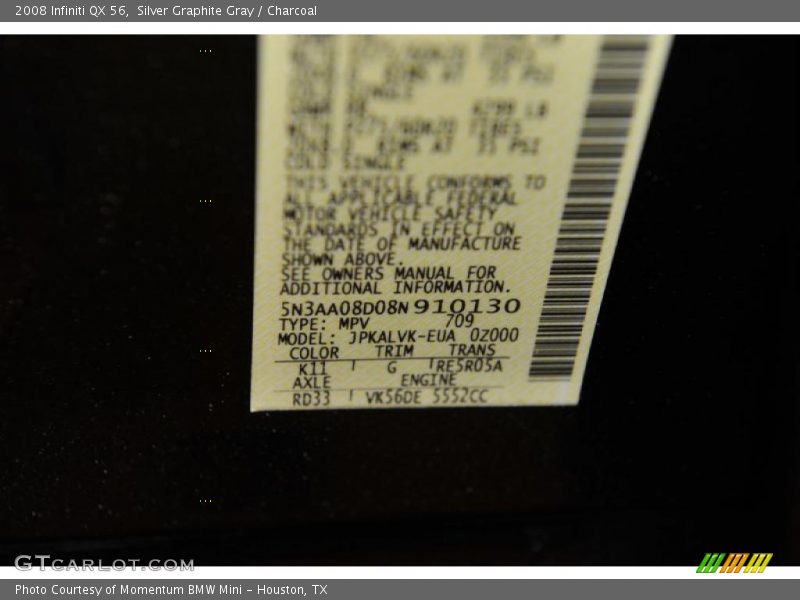 Silver Graphite Gray / Charcoal 2008 Infiniti QX 56