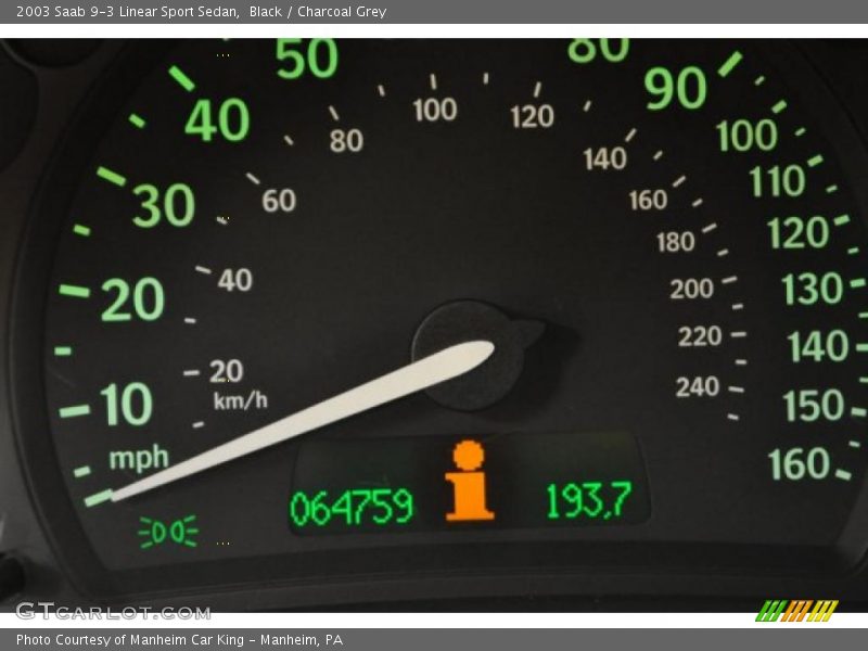 Black / Charcoal Grey 2003 Saab 9-3 Linear Sport Sedan