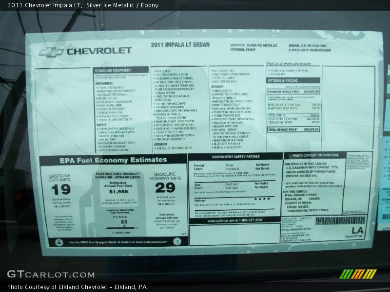 Silver Ice Metallic / Ebony 2011 Chevrolet Impala LT