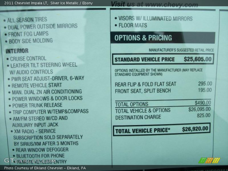 Silver Ice Metallic / Ebony 2011 Chevrolet Impala LT