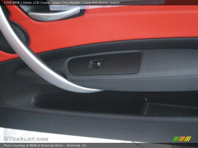 Space Grey Metallic / Coral Red Boston Leather 2009 BMW 1 Series 128i Coupe