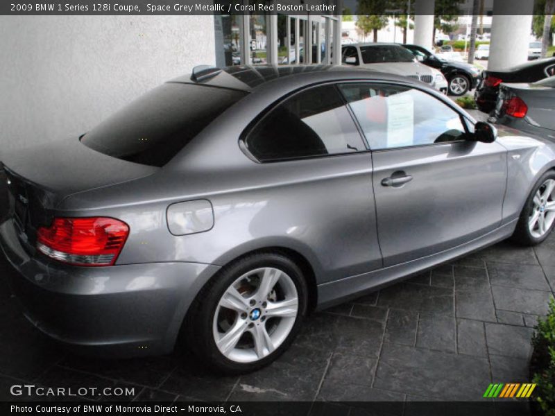 Space Grey Metallic / Coral Red Boston Leather 2009 BMW 1 Series 128i Coupe